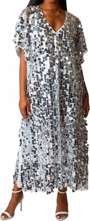 BuddyLove Atlas Overcast Caftan Dress In Silver Sequin