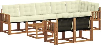 vidaXL Conjunto De Sof&aacute;s De Exterior 9 Uds. Natural Y Crema Vidaxl