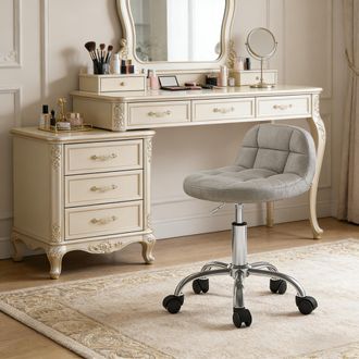 STILVORA Schick Silla De Oficina, Silla De Vivienda, Taburete De Oficina Con Ruedas, Silla De Maquillaje Giratoria Para Computadora (solo Sillas)