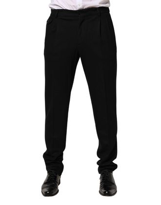 Dolce & Gabbana Mens Virgin Wool Dress Trousers Black