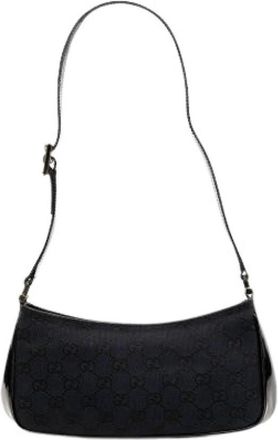 Gucci Pre-owned Canvas Shoulder Bag - Dames - Vintage Schoudertas - Blauw - ONE Size - Leer - Vintage