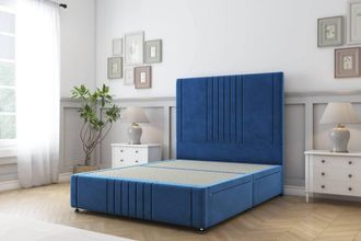 Sloomy Harrington Plush Divan Base 2 Drawers 26 Headboard & 12 Footboard in Navy | Size: Single