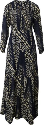BA&SH Ba & Sh Printed Long Sleeve Maxi Dress in Navy Blue Polyester