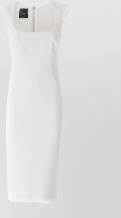 Pinko square neckline sleeveless fitted midi dress