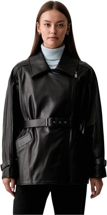 Trussardi Jassen > Leren Jassen - Dames - Leren en Su&egrave;de Jassen - Zwart - XS - Leer - Jassen