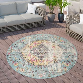Paco Home Paco Home - Alfombra Exterior Balc&oacute;n Pelo Corto Estilo Oriental, Distintos Colores Y Tama&ntilde;os &Oslash; 200 Cm Redon, Multicolor