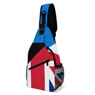 Generic Birtish And Estonia Flag Unisex Shoulder Bags Casual Crossbody Chest Bag Sling Backpack for Hiking Cycling Travel