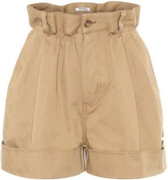 Miu Miu Elasticated Waist Tan Cotton Shorts Size 27/69