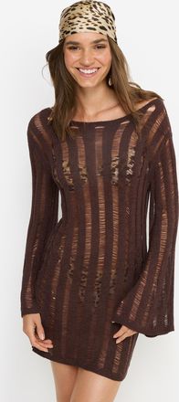 Lascana Strickkleid LSCN BY LASCANA, Damen, Gr. 34, N-Gr, schwarz braun, Strick, Obermaterial: 58% Polyacryl, 42% Polyamid, unifarben, figurumspielend mini, U