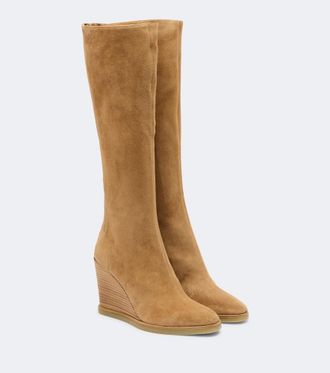 Aquazzura Saint Honor&eacute; suede knee-high boots