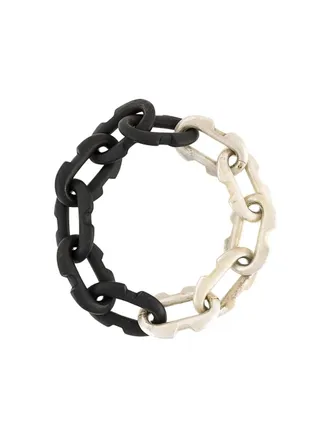 Parts Of Four Massive Deco Link Infinity Chain necklace - unisex - Wood/Silver Plated Brass - One Size - Metallic