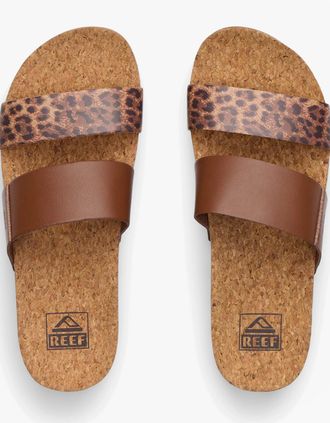 Reef Womens Reef CUSHION VISTA Womens Platform Sandals Brown/Leopard - Size: 5