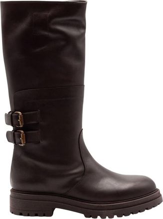 Julie Dee Kniehoge laars - Dames - Hoge Laarzen - Bruin - 38 EU - Leer - Schoenen