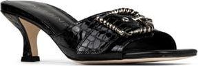 Donald J Pliner Buckle Croc Embossed Slide Sandal in Black at Nordstrom Rack, Size 10