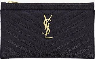 Saint Laurent Clutch aus Grain de Poudre-Leder Monogramm Bill Pouch
