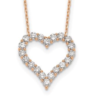 Diamond2Deal 14k Gold 2 Ct Lab Grown Diamond Open Heart Pendant Necklace 18