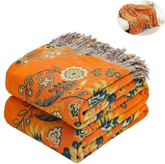 No Brand Manta Bohemia Ultrasuave 100% Algod&oacute;n, 150x200 Cm, Transpirable, Para Todas Las Estaciones, Para Sof&aacute; Cama, Coj&iacute;n Decorativo Ligero Para Perros, Estil