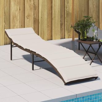 vidaXL Tumbona Con Coj&iacute;n Rat&aacute;n Sint&eacute;tico Marr&oacute;n 55x199x50 Cm Vidaxl