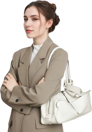 Generic JCVBN Niche Matte Bowling Commuter Large Capacity Leather Handbag Shoulder Bag For Women Top-handle Bags