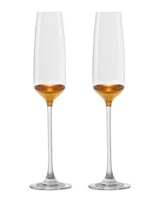 Barski European Handmade Lead-Free Crystalline Champagne Flutes Set Of 2