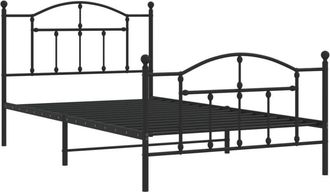 vidaXL Metal Bed Frame without Mattress with Footboard Black 107x203cm Vidaxl