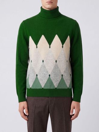 Ballantyne Multicolour Argyle Pattern Pure Cashmere Turtleneck Jumper