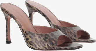 Amina Muaddi Womens Leather Mules Karung Skin