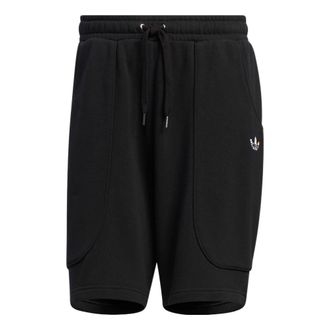 adidas Mens adidas originals Solid Color Micro Mark Loose Athleisure Casual Sports Shorts Black HR6447
