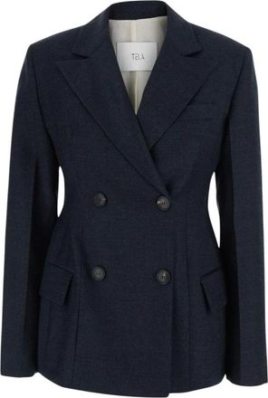Tela Dubbelrijige Blazer van Wolmix - Dames - Blazers - Blauw - XS - Wol - Jassen