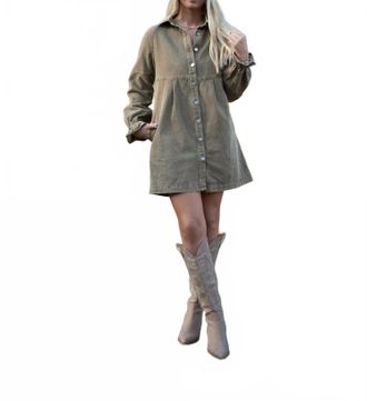 So Me Boxton Denim Mini Dress In Brown