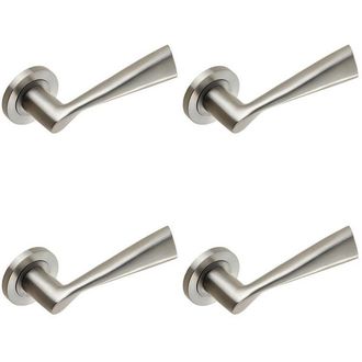 Loops 4x PAIR Angular Design Handle on Round Rose Concealed Fix Satin Stainless Steel in Metallics
