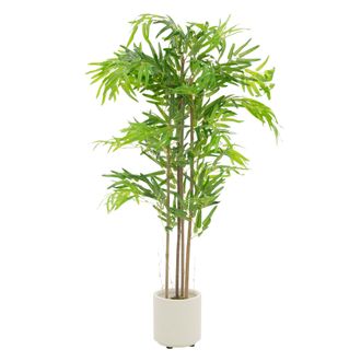 ML Design Ml-design Bamb&uacute; Artificial 120 Cm Decorativo, Planta Grande Estilo Oriental Falsa Tronco Hojas Y Maceta De Pl&aacute;stico, Para Interior Y Exterior, &Aacute;rbol O