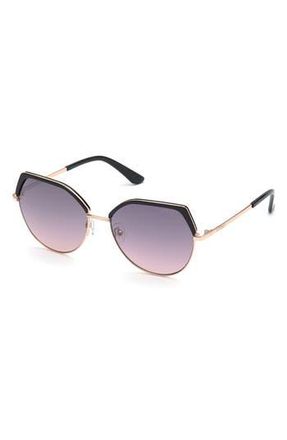 Guess 58mm Geometric Sunglasses in Shiny Black /Bordeaux Mirror at Nordstrom Rack