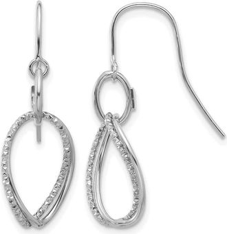Diamond2Deal 10K White Gold Shepherd Hook Drop Danlge Earrings