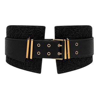 Elisabetta Franchi Accessoires, Dames, Zwart, L, Leer, Corset Riem met Hoge Taille