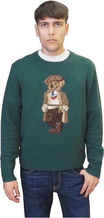 Ralph Lauren Polo Bear Sweater - Heren - Ronde hals truien - Groen - L - Katoen - Truien & Vesten