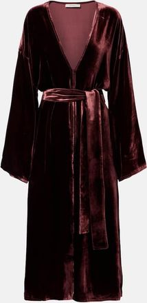 Asceno Abito midi in velluto con cintura