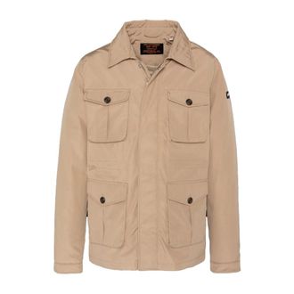 Schott NYC Beige Parka Jas met Puntkraag - Heren - Zomerjassen - Bruin - XL - Katoen - Jassen