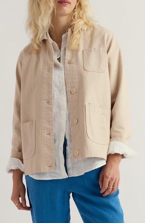 Seasalt Cornwall Reading Rocks Denim Jacket in Limestone at Nordstrom, Size 8 Us
