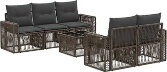 vidaXL Conjunto De Sof&aacute;s De Jard&iacute;n 6 Uds. Gris Rat&aacute;n Sint&eacute;tico Vidaxl
