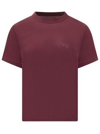 Yohji Yamamoto Y-3 Bordeaux T-Shirt With Tonal Logo