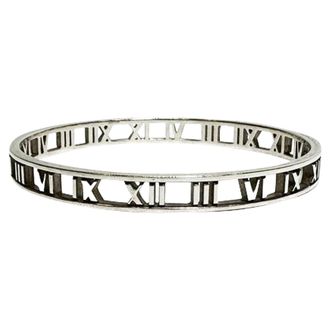 Tiffany & Co. Pre-owned Womens & Co. Atlas Roman Numeral Bangle in Sterling Silver - One Size