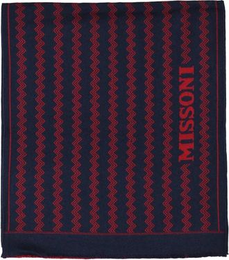 Missoni Blue Red Wool Scarf