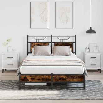 Berkfield Home Bed Frame without Mattress Smoked Oak 120x190 cm Small Double Engineered Wood in Brown