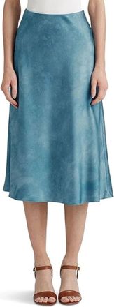 Ralph Lauren Womens Lauren Ralph Lauren Skirt Blue Tie-Dye Print Satin A-Line Preppy JZZ357