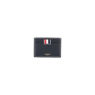 Thom Browne Wallets & Cardholders, male, Blue, ONE SIZE, Rwb Tab Stitch Leather Cardholder