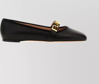 Bally square toe ballet flats with gold-tone hardware