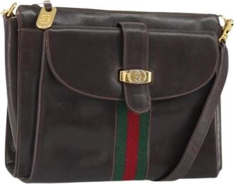 Gucci Pre-owned Vintage Cross Body Bag - Dames - Vintage Schoudertas - Bruin - ONE Size - Leer - Vintage