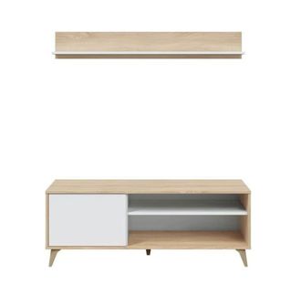 HOGAR 24 Mueble Tv y estante roble canadian y blanco artik