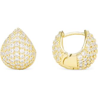 Melinda Maria Lil Norah Pav Huggie Hoop Earrings in Gold-White at Nordstrom